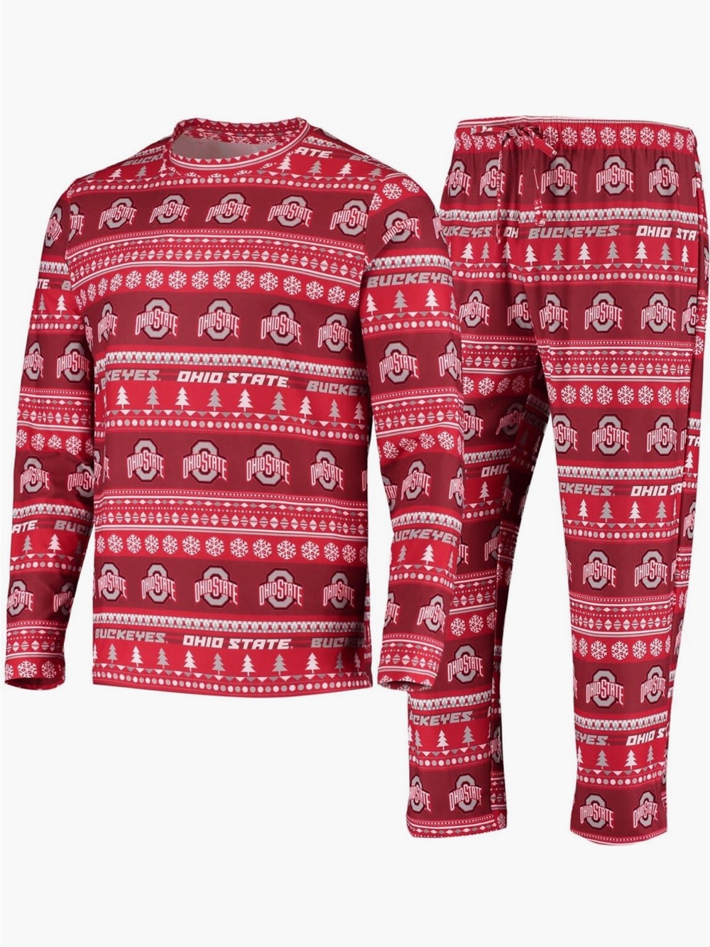 Ohio State Buckeyes Men's Holiday Pajama Set Size Large - NWT